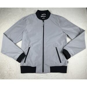 Hollister California Men's Silver Bomber Jacket Full Zip‎ Size Large